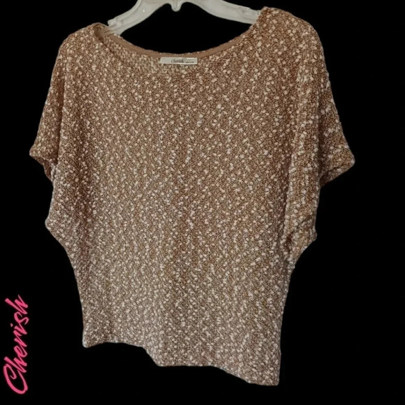 Cherish blouse short sleeve size Small tan,beige,and gold color - Picture 1 of 8